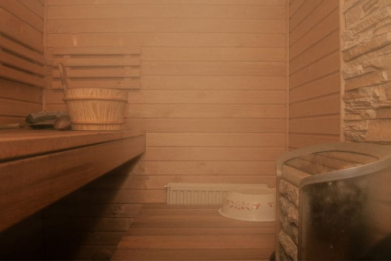 Ambience inside a steam sauna with high humidity for therapeutic steam sessions