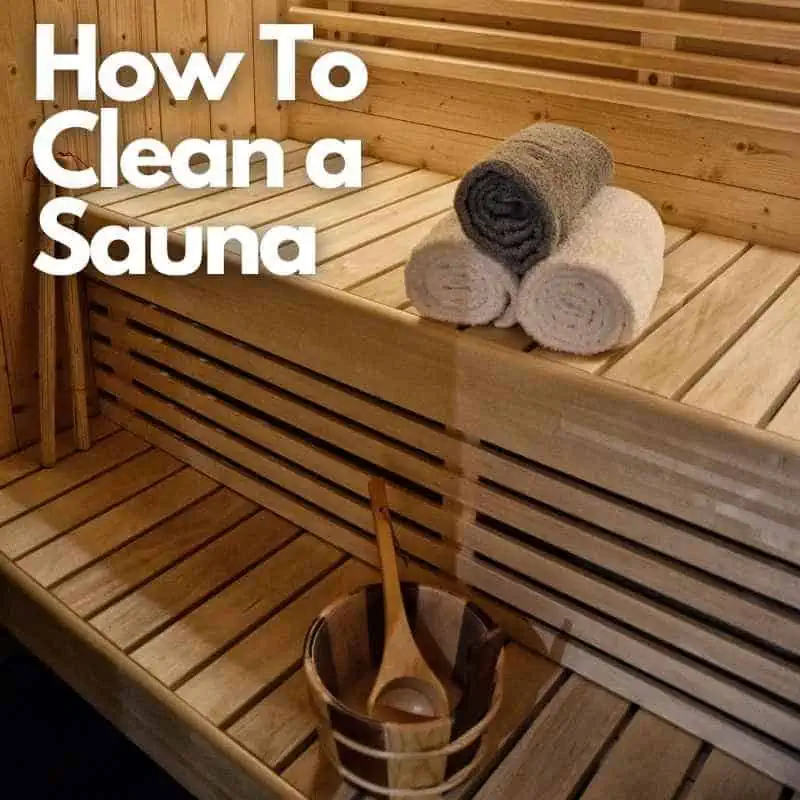 A serene sauna setup with fresh towels and a wooden ladle, inviting a relaxing experience after thorough cleaning.