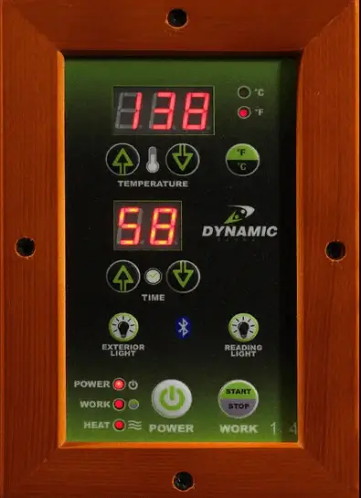 Exterior LED Control panel of the Dynamic Barcelona Infrared Sauna