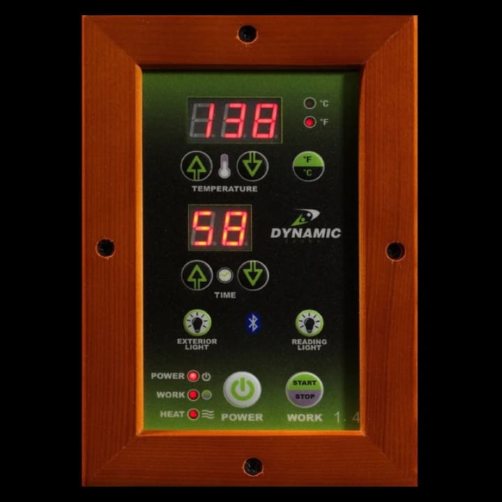 Dynamic Barcelona digital control panel with temperature, time, and lighting controls with Bluetooth connectivity