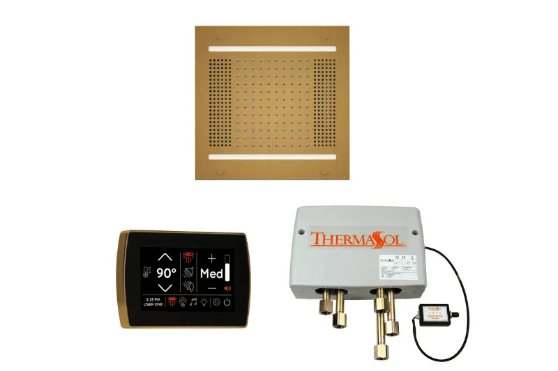 ThermaSol steam generator with SignaTouch Square control panel for luxury steam shower installation